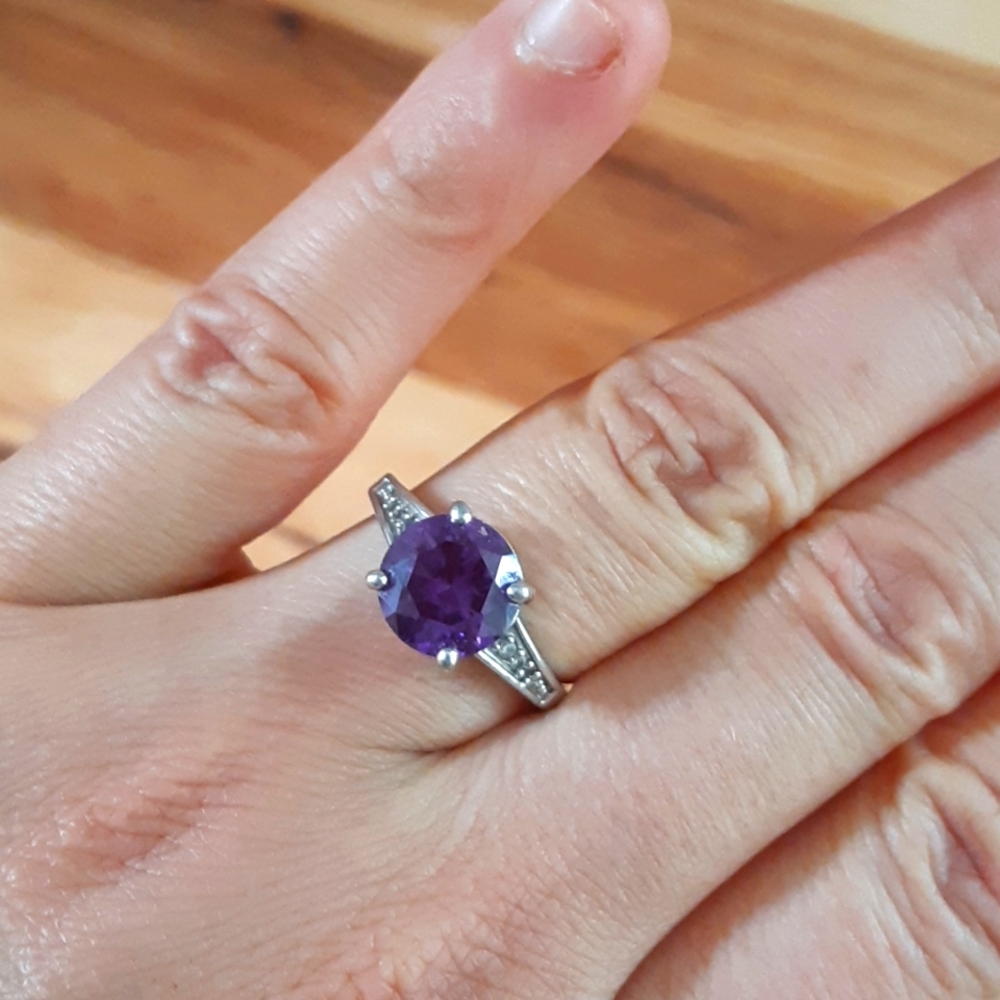 Amethyst Purple Ring with Detailed Silver Setting